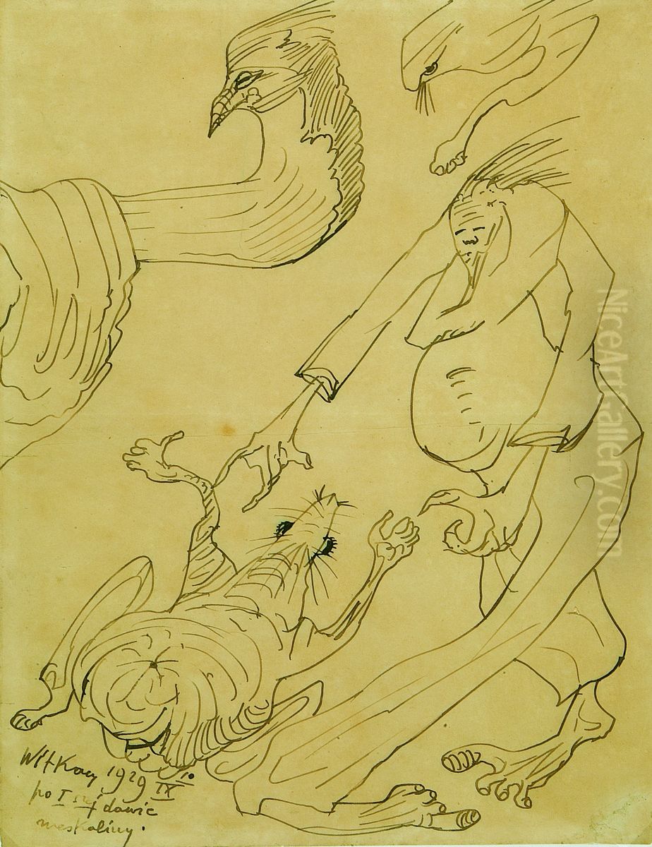 Rysunek po pierwszej dawce meskaliny Oil Painting by Stanislaw Ignacy Witkiewicz (Witkacy)