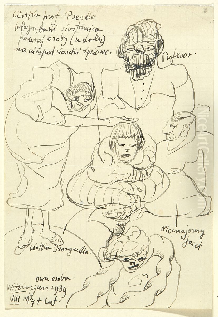 Ciotka prof. Beedle blogoslawi siostrzenca pewnej osoby na niespodzianki zyciowe Oil Painting by Stanislaw Ignacy Witkiewicz (Witkacy)