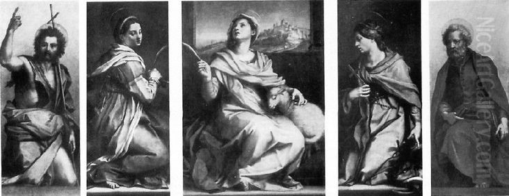 Polyptychon der hl. Agnes Oil Painting by Andrea Del Sarto
