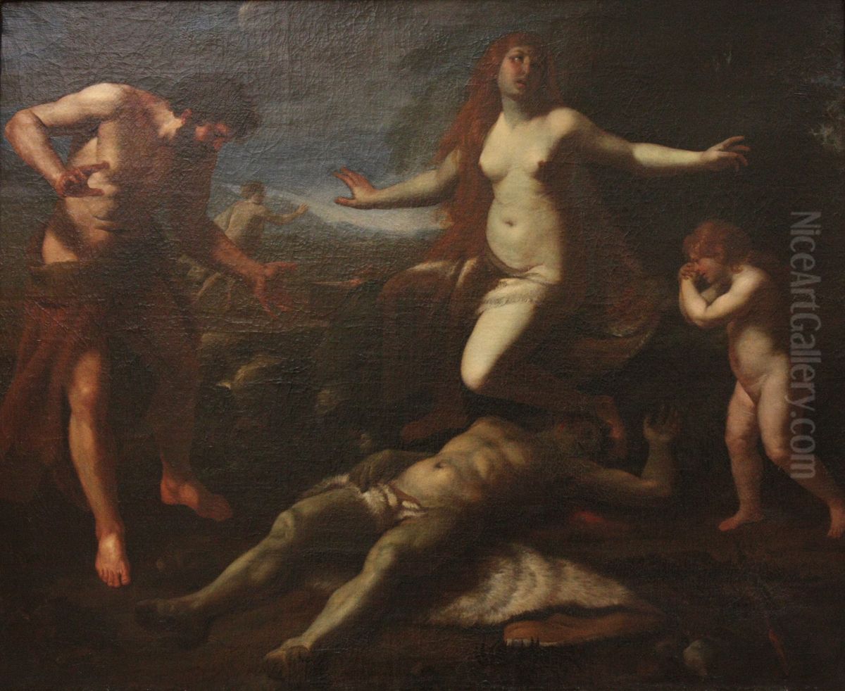 Adam et Eve pleurant la mort d'Abel Oil Painting by Alessandro Turchi