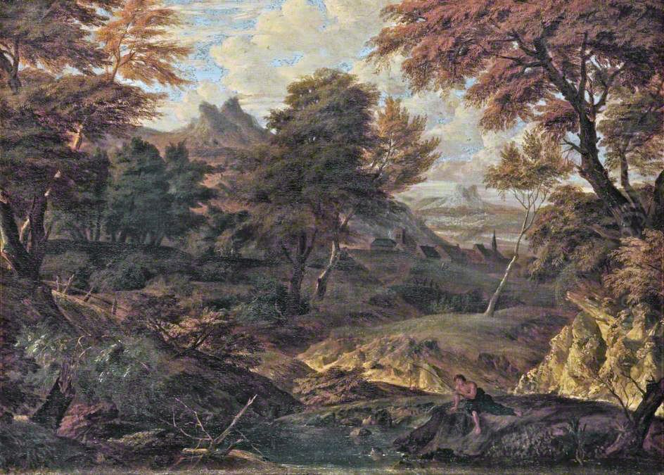 Wooded Landscape Oil Painting by Adriaen Van Der Cabel