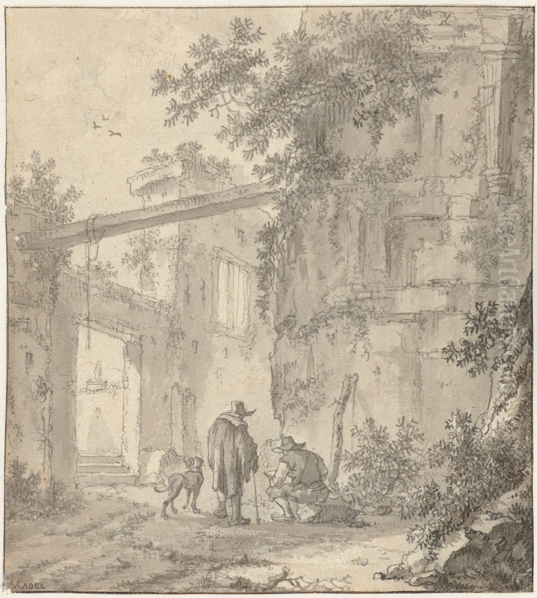 Ruins of a classic building Oil Painting by Adriaen Van Der Cabel