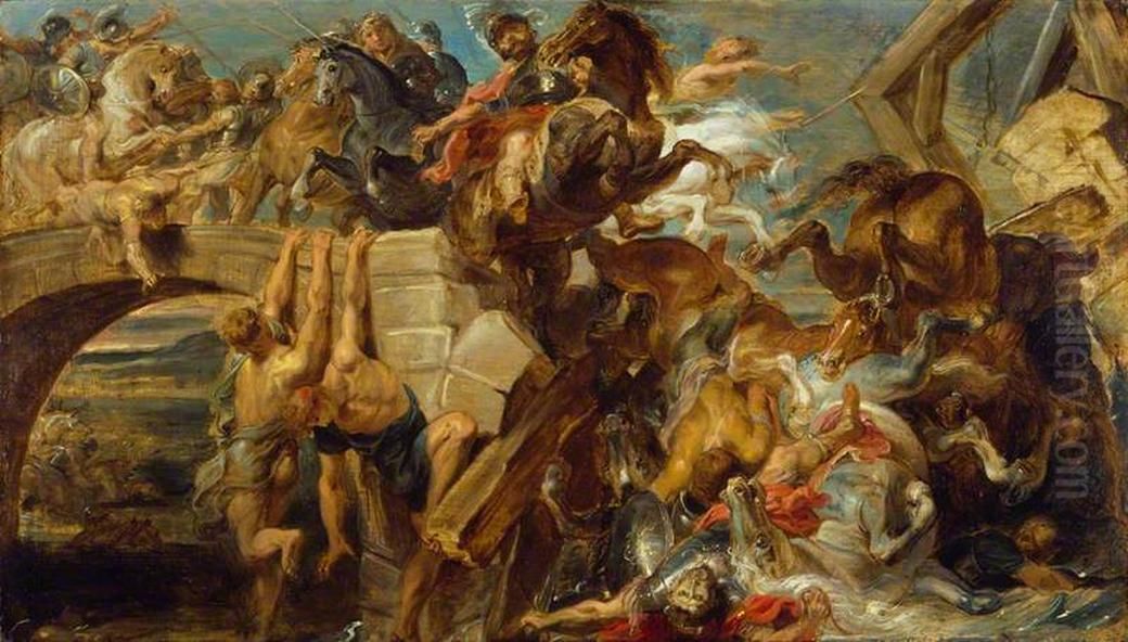 Battle of Milvian Bridge Oil Painting by (studio of) Rubens, Peter Paul