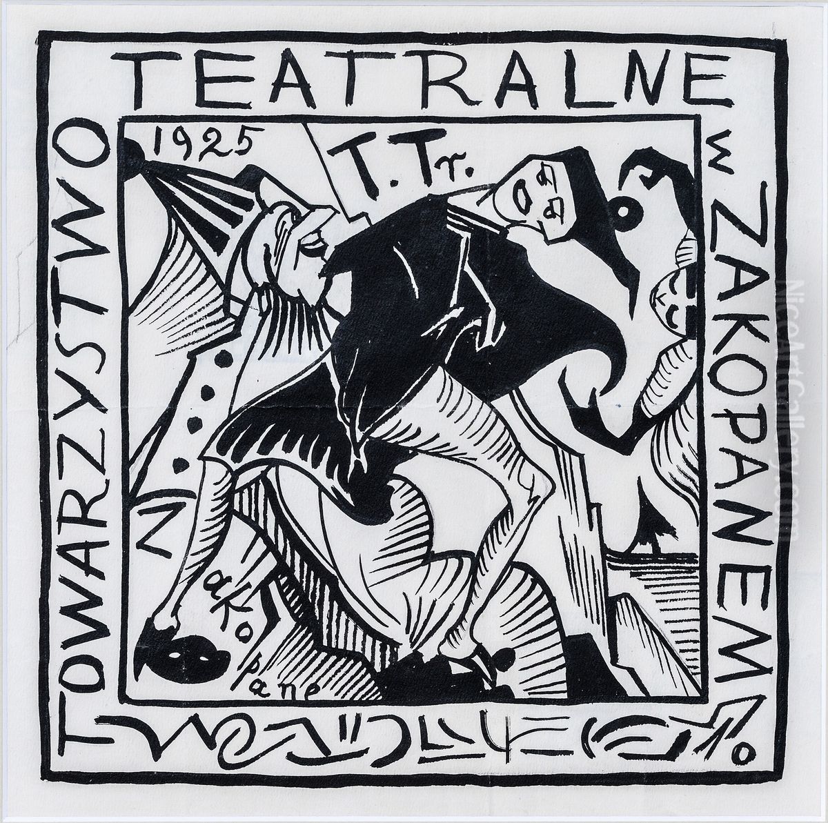 Design of the stamp and vignette of the Theater Society in Zakopane Oil Painting by Stanislaw Ignacy Witkiewicz (Witkacy)