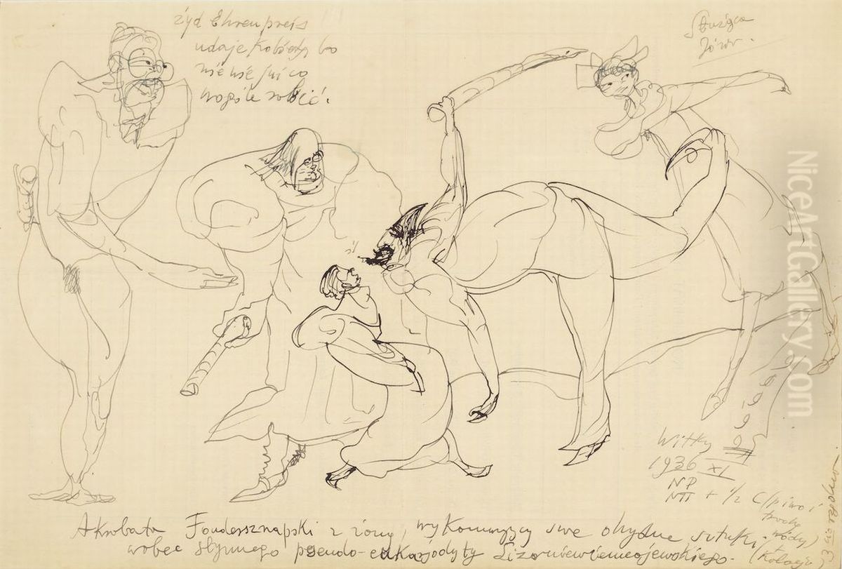 Akrobata Fondersznapski z zona... Oil Painting by Stanislaw Ignacy Witkiewicz (Witkacy)