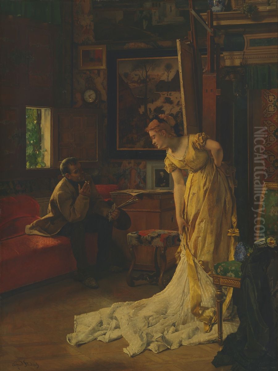 The painter's studio Oil Painting by Alfred Stevens