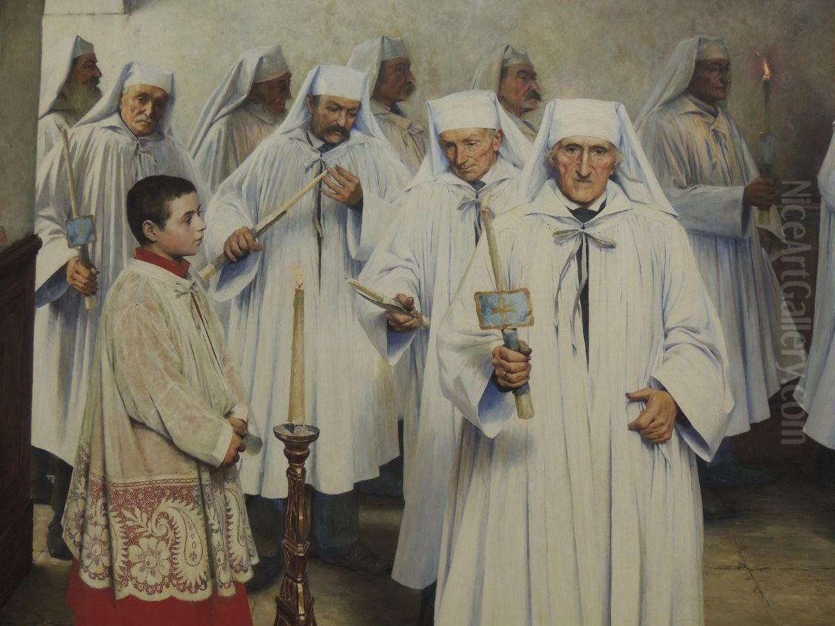 Les penitents blancs du Brianconnais Oil Painting by Jean Celestin Tancrede Bastet