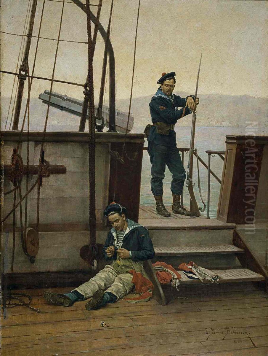 Matelots a bord du croiseur Desaix, 1884 Oil Painting by Etienne-Prosper Berne-Bellecour
