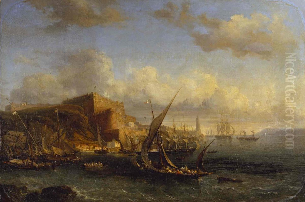 Vue du fort de Mers El-Kebir Oil Painting by Pierre-Emile Berthelemy