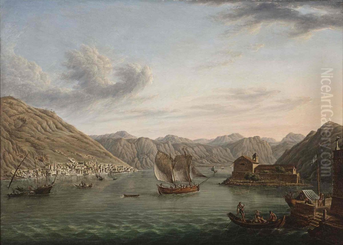 Vue de Perasto, dans le golfe de Kotor Oil Painting by Jean-Baptiste-Francois Genillion