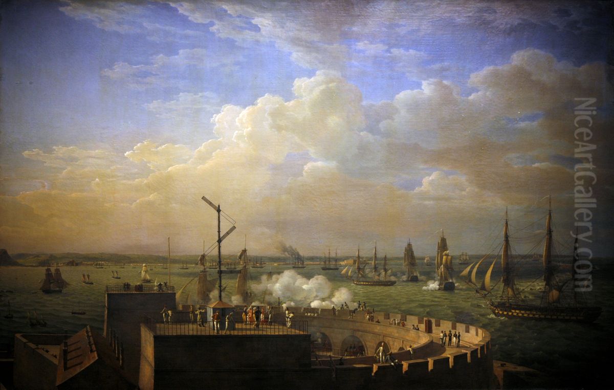 La rade de Cherbourg Oil Painting by Louis-Philippe Crepin