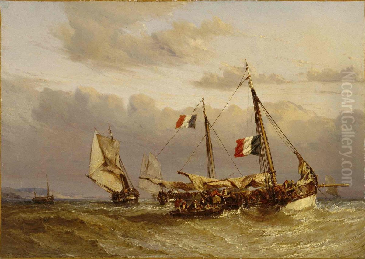 Bateaux de peche Oil Painting by Eugene Isabey