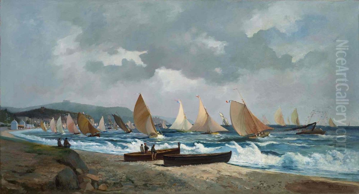 Les premieres regates a Nice en 1879 Oil Painting by Collections of Musee national de la Marine de Paris