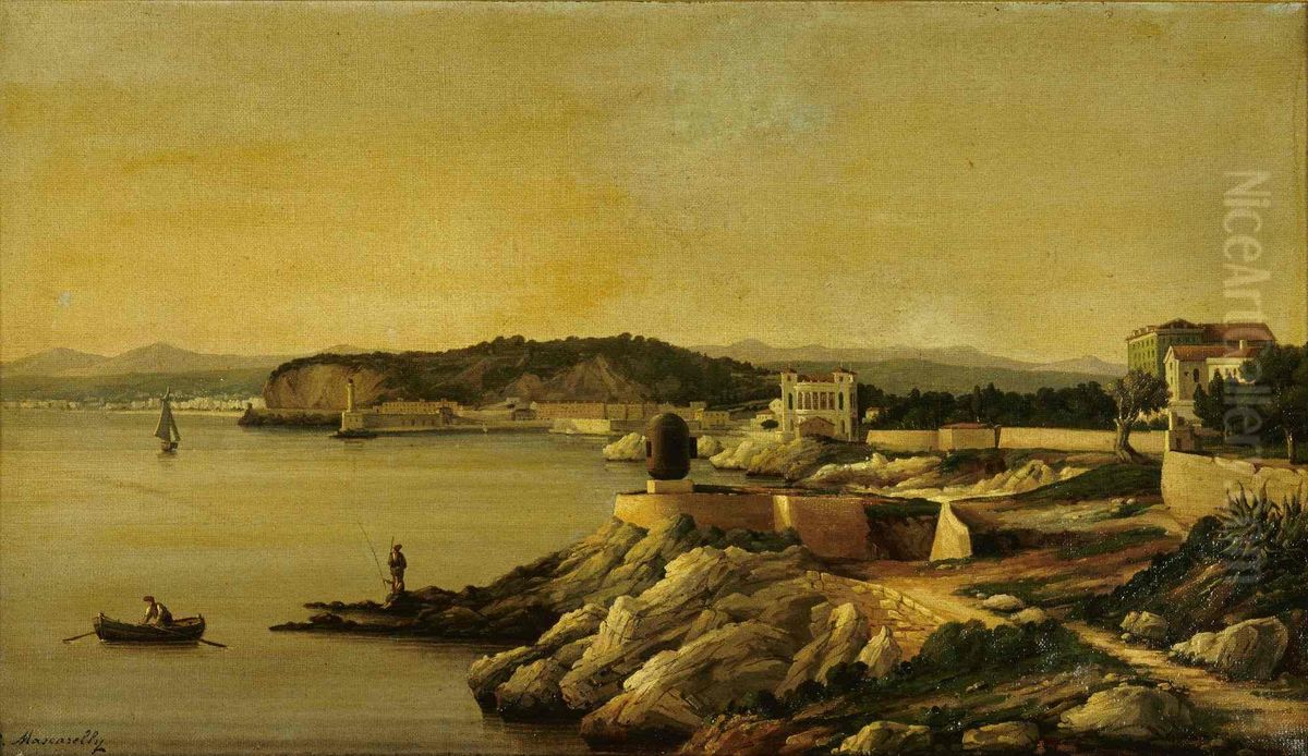 Vue du port de Nice Oil Painting by Cesar Mascarelli