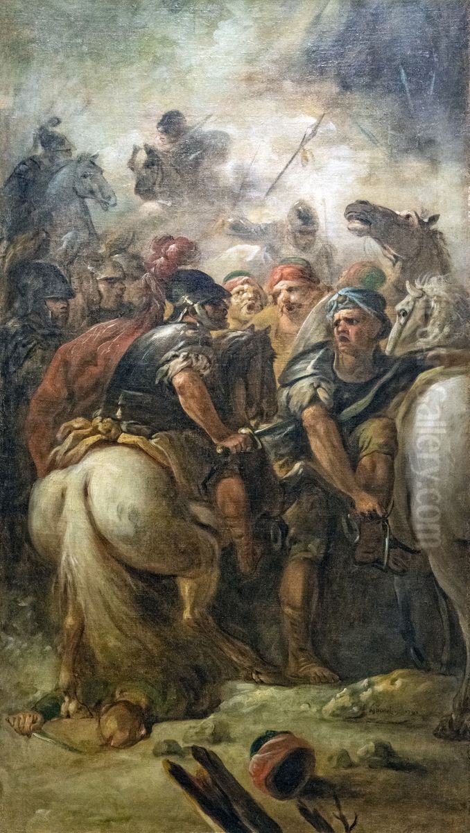 Shock of cavalry Oil Painting by Jacques Gamelin