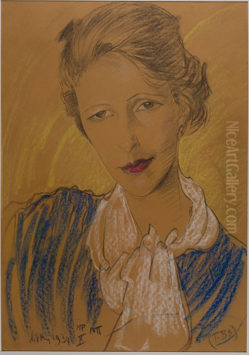 Asymetryczna Dama - Portret Eugenii Wyszomirskiej-Kuznickiej Oil Painting by Stanislaw Ignacy Witkiewicz (Witkacy)