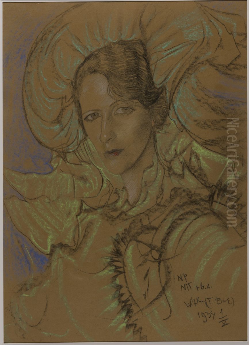 Asymetryczna Dama - Portret Eugenii Wyszomirskiej-Kuznickiej Oil Painting by Stanislaw Ignacy Witkiewicz (Witkacy)