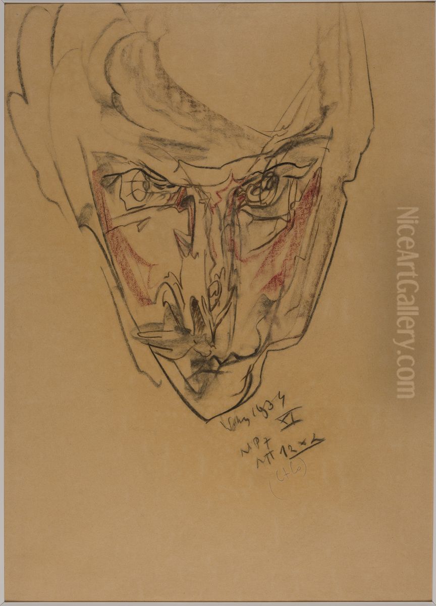 Portret meski - Autoportret Oil Painting by Stanislaw Ignacy Witkiewicz (Witkacy)