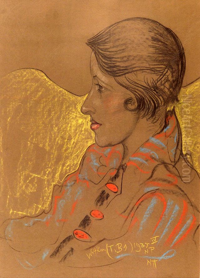 Asymetryczna Dama - Portret Eugenii Wyszomirskiej-Kuznickiej Oil Painting by Stanislaw Ignacy Witkiewicz (Witkacy)