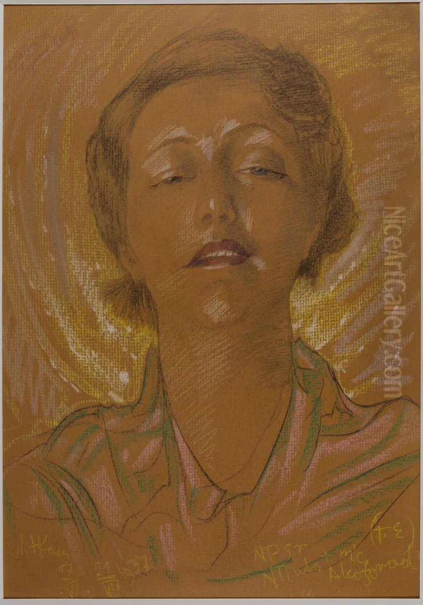 Asymetryczna Dama - Portret Eugenii Wyszomirskiej-Kuznickiej - Conchita czyli tryumf bestji Oil Painting by Stanislaw Ignacy Witkiewicz (Witkacy)