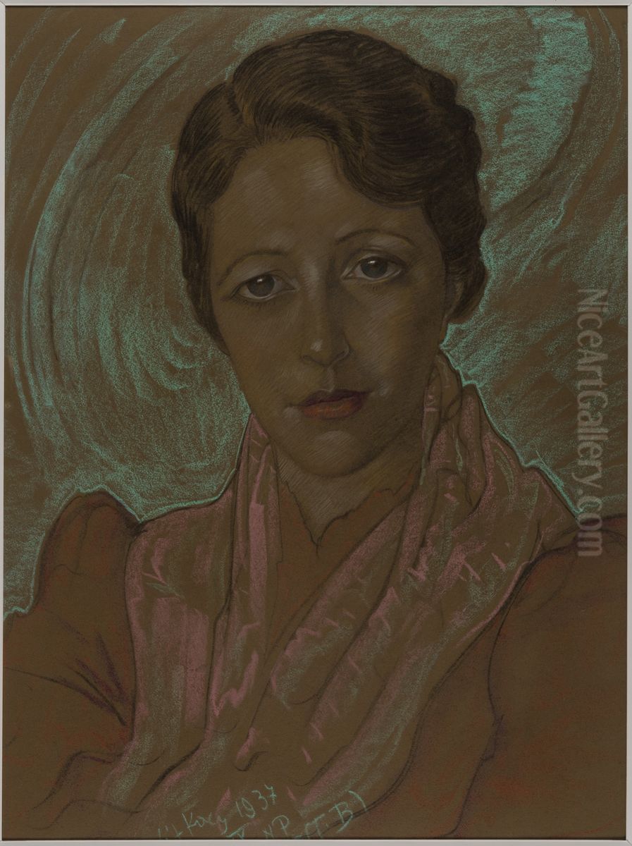 Asymetryczna Dama - Portret Eugenii Wyszomirskiej-Kuznickiej Oil Painting by Stanislaw Ignacy Witkiewicz (Witkacy)