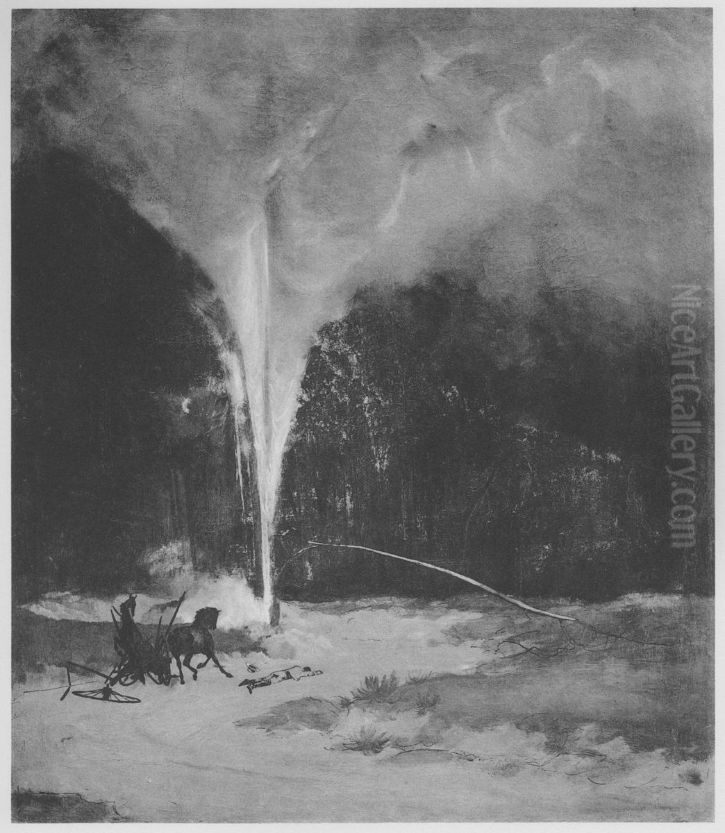 Striking Lightning Oil Painting by Carl Blechen