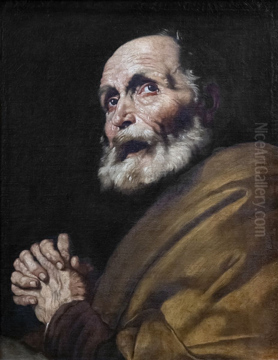 The tears of St. PeterFrancais:Les larmes de Saint-PierreItaliano:Le lacrime di San Pietro Oil Painting by Jusepe de Ribera