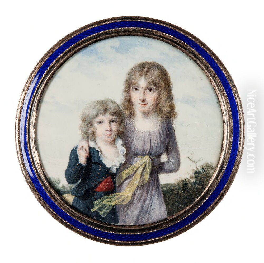 Two children Oil Painting by Jean-Baptiste Isabey