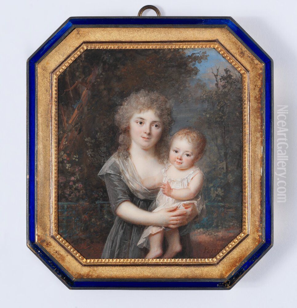 Adelaide Roslin, fodd Abraham de Tours (fodd 1773) och hennes aldste son Abraham (1794-1870) Oil Painting by Lie Louis Perin-Salbreux