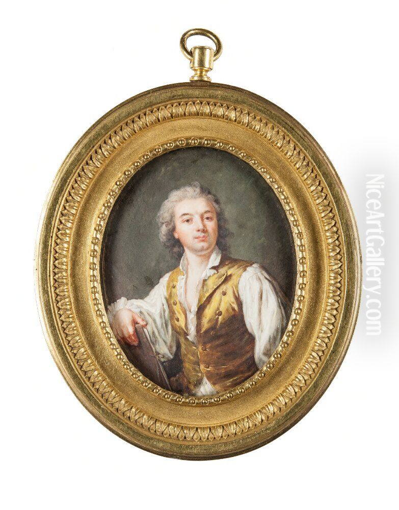 Augustin Pajou, Sculptor Oil Painting by Peter Adolf Hall