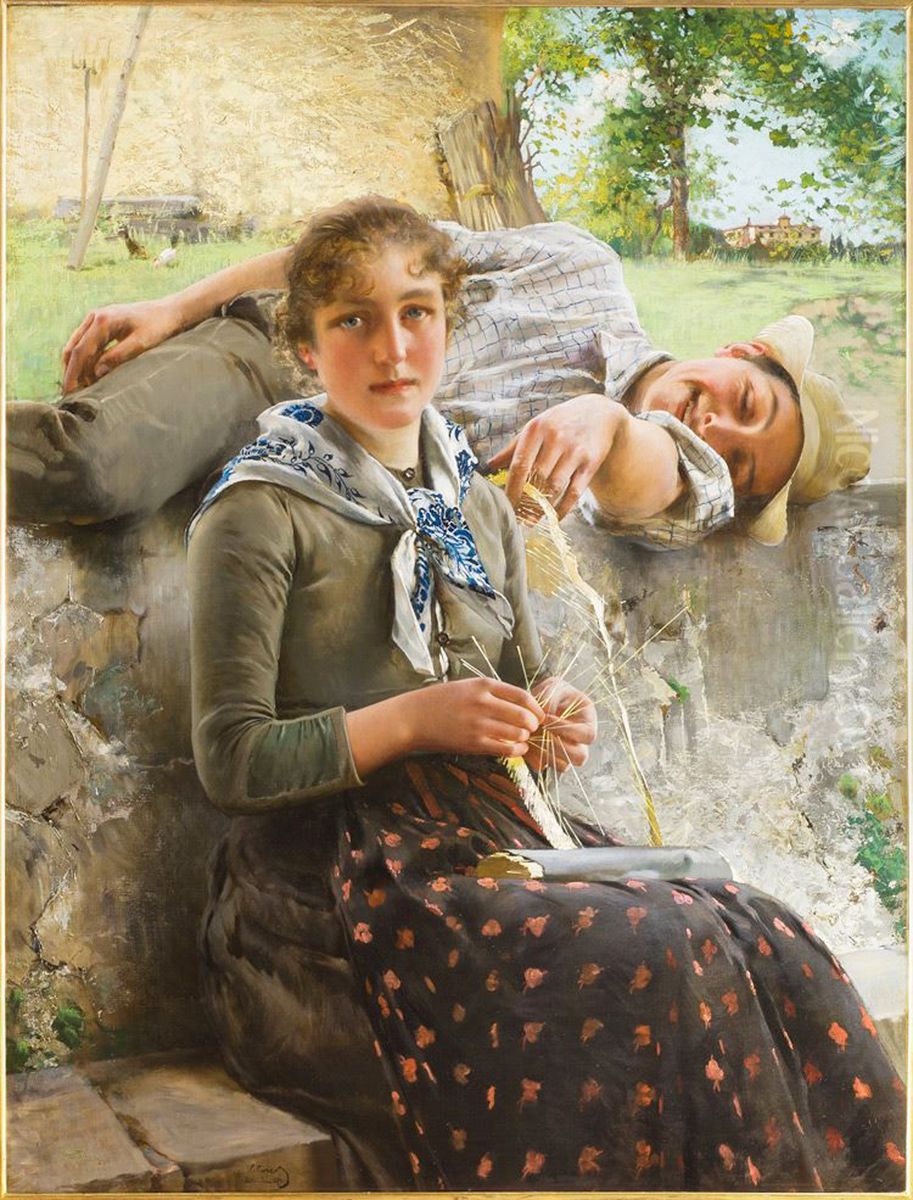 Stella e Piero Oil Painting by Vittorio Matteo Corcos