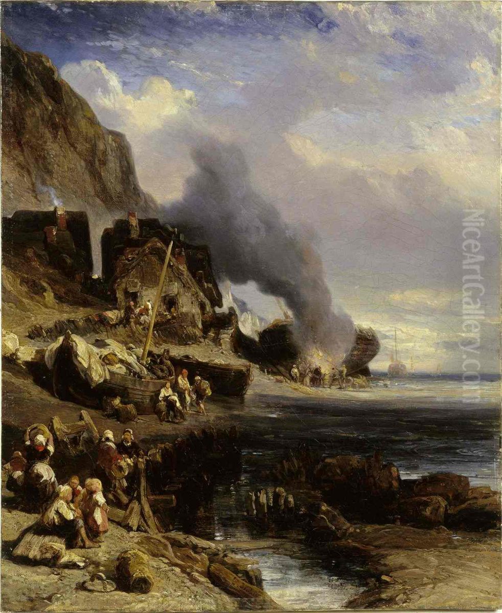 The Fishermen Oil Painting by Eugene Isabey