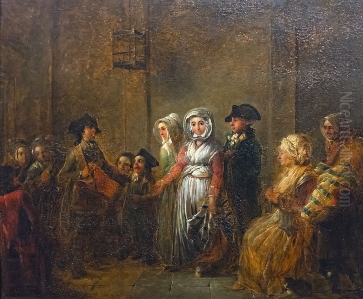 the betrothalFrancais:Les accordaillesItaliano:Il fidanzamento Oil Painting by Jacques Gamelin