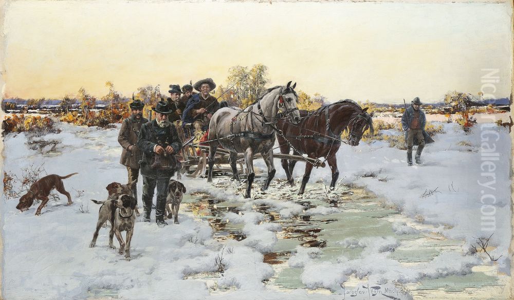 Winter ride Oil Painting by Jaroslav Vesin