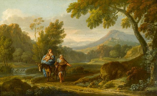 The Flight to Egypt Oil Painting by Jan Frans van Bloemen