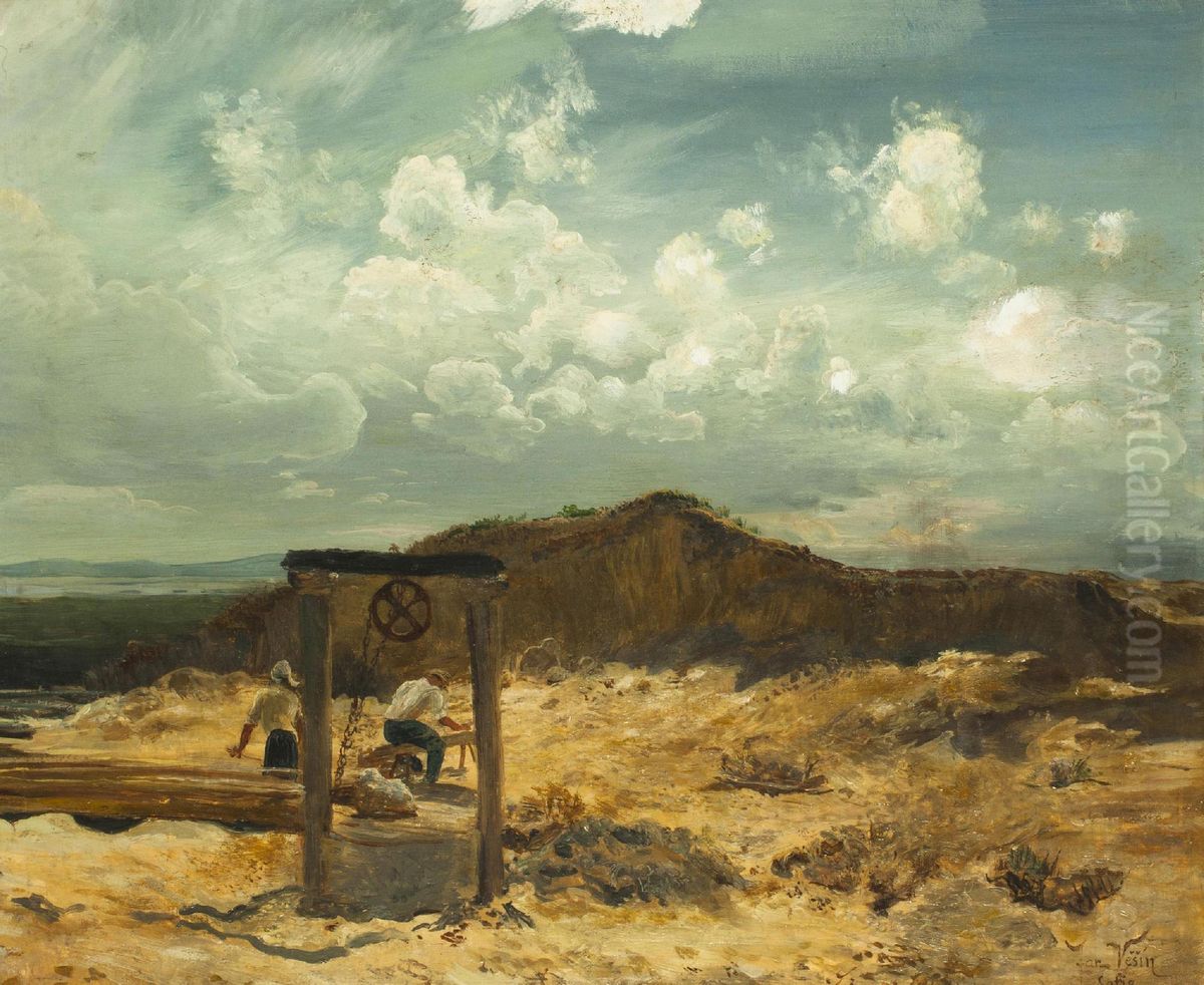 Landscape with a well Oil Painting by Jaroslav Vesin