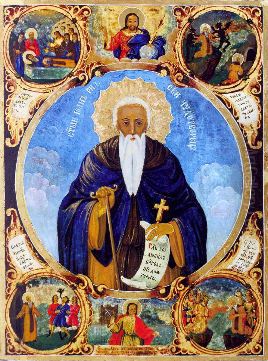 Sv. Joan Rilski Cudotvorec Oil Painting by Nikola Obrazopisov