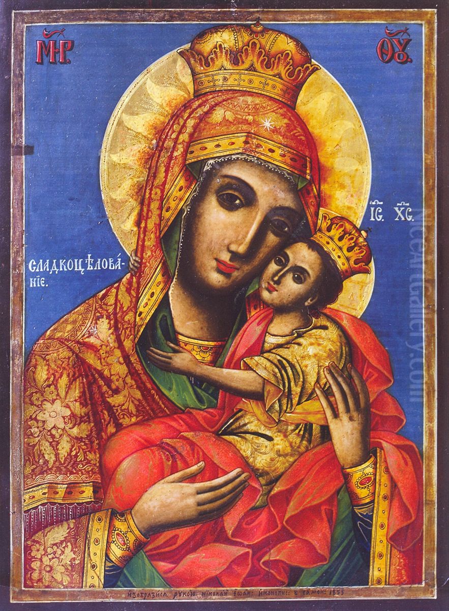 Mater Bozia Sladkocelovanie Oil Painting by Nikola Obrazopisov