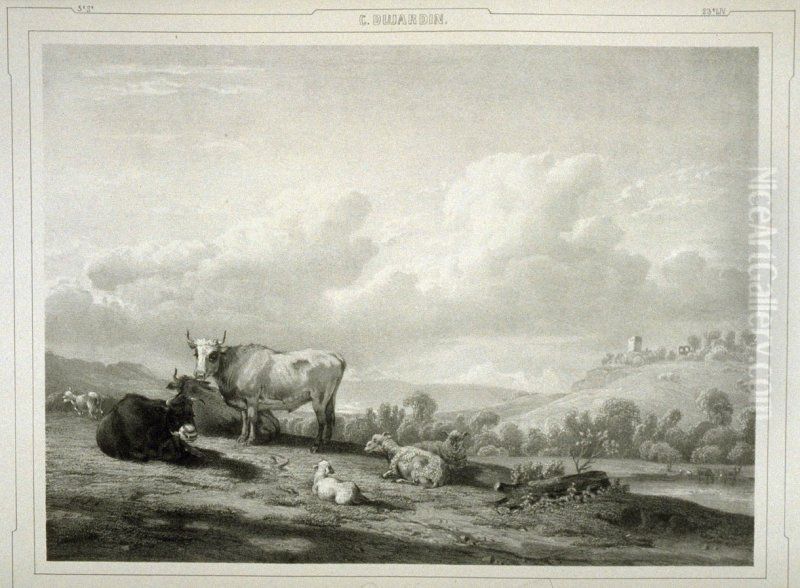 Farm animals at pasture Oil Painting by Karel Dujardin