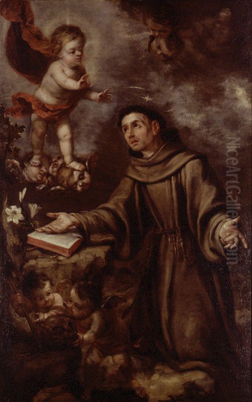 S. Antonius from Padua and Child JesusSan Antonio de Padua y el Nino Jesus Oil Painting by Juan De Valdes Leal