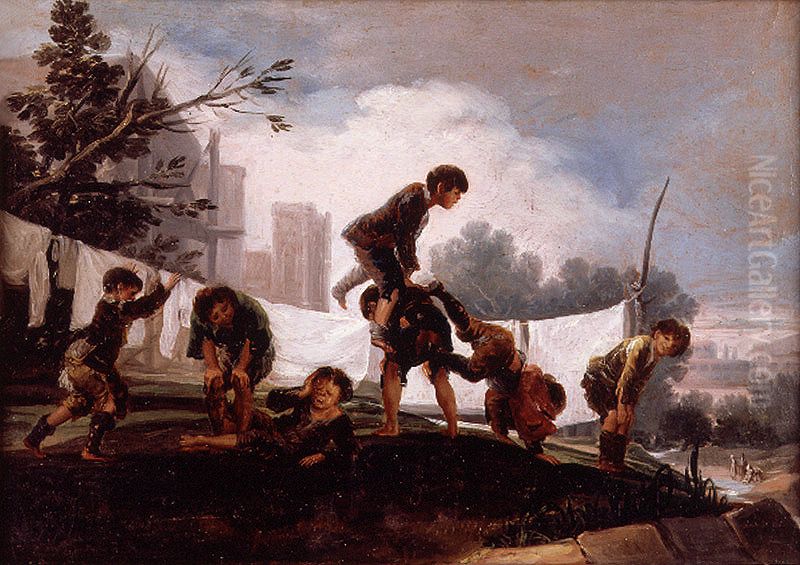 Juego de ninos: El paso Oil Painting by Francisco Goya Fuendetodos