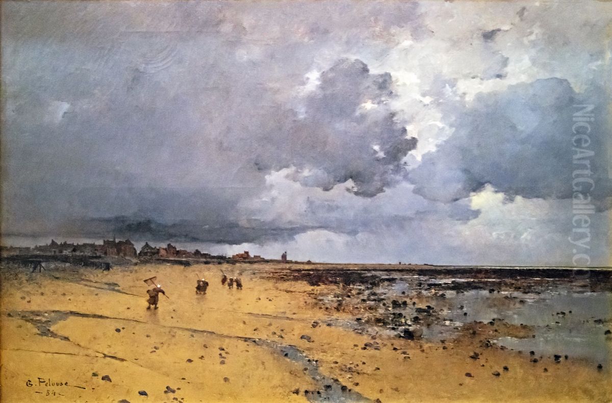Grandcamp at low tide Oil Painting by Leon Germain Pelouse