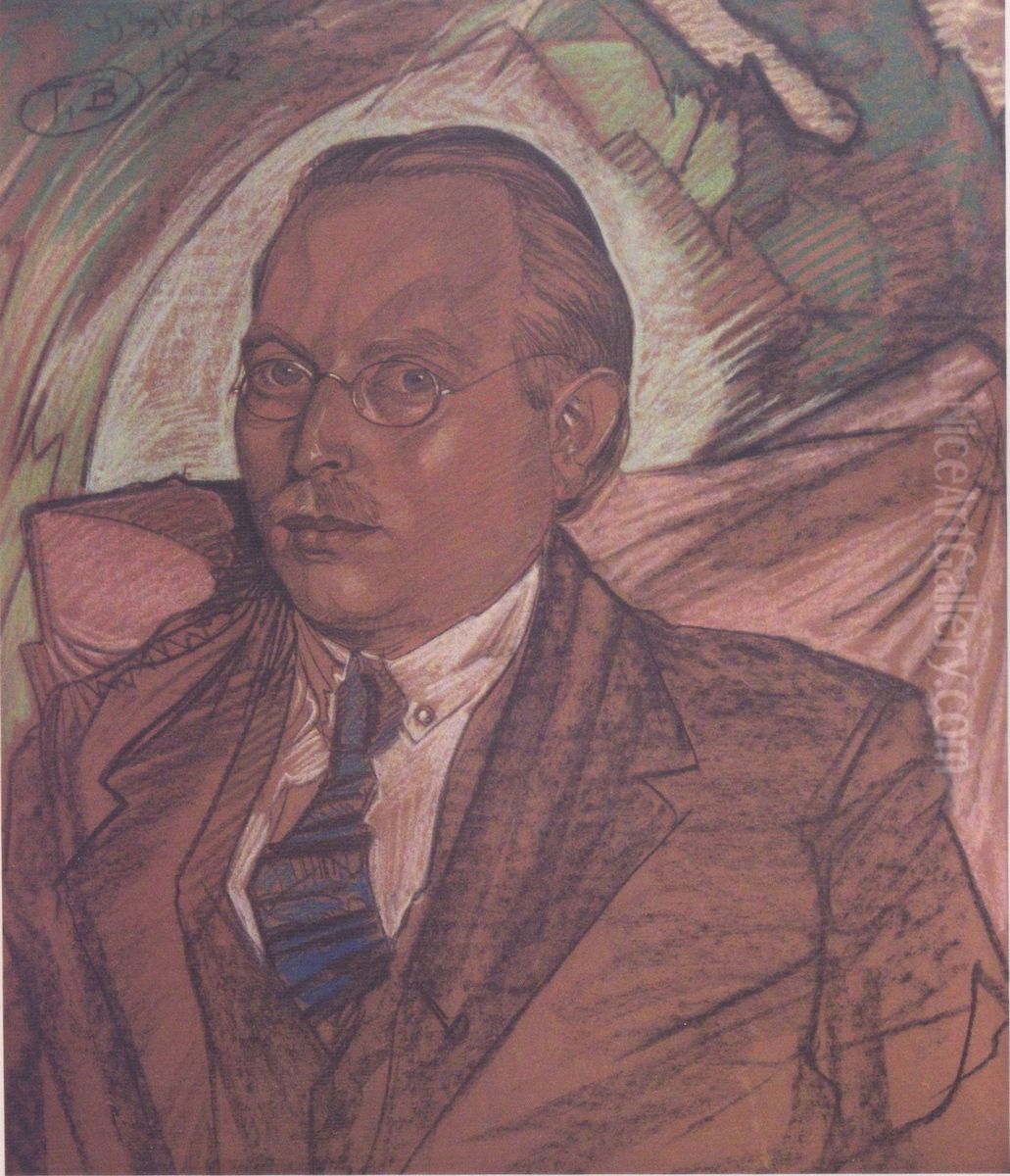 Portret meski w okularach Oil Painting by Stanislaw Ignacy Witkiewicz (Witkacy)