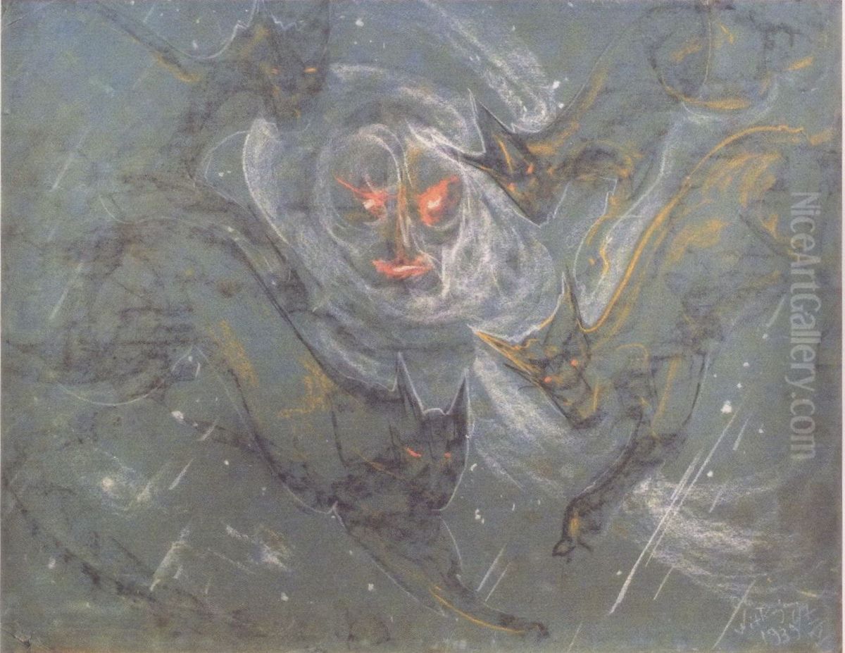 Cosmic composition (Witches' Sabbath) Oil Painting by Stanislaw Ignacy Witkiewicz (Witkacy)