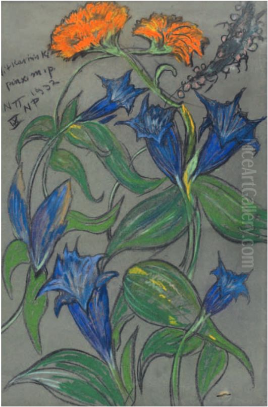 Kwiaty Oil Painting by Stanislaw Ignacy Witkiewicz (Witkacy)