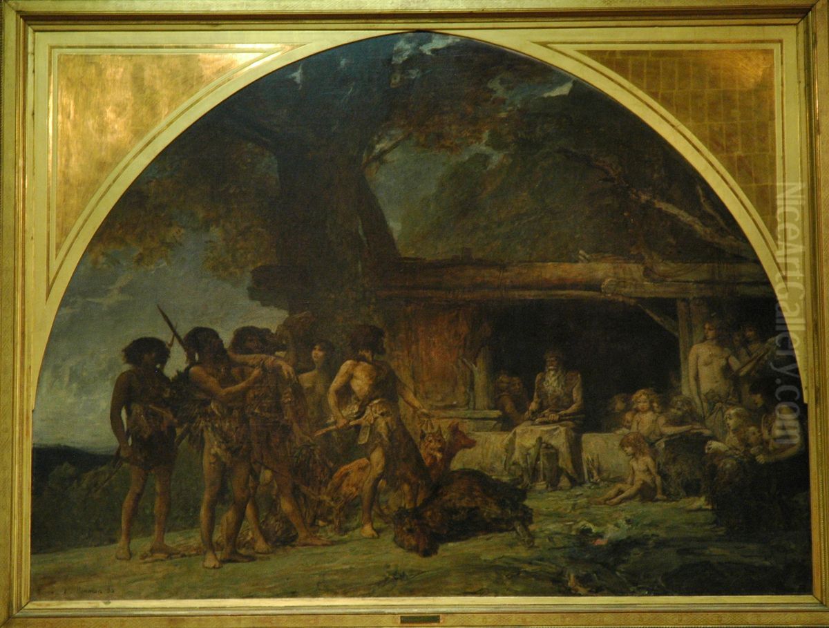 Retour d'une chasse a l'ours, l'age de pierre Oil Painting by Fernand Cormon