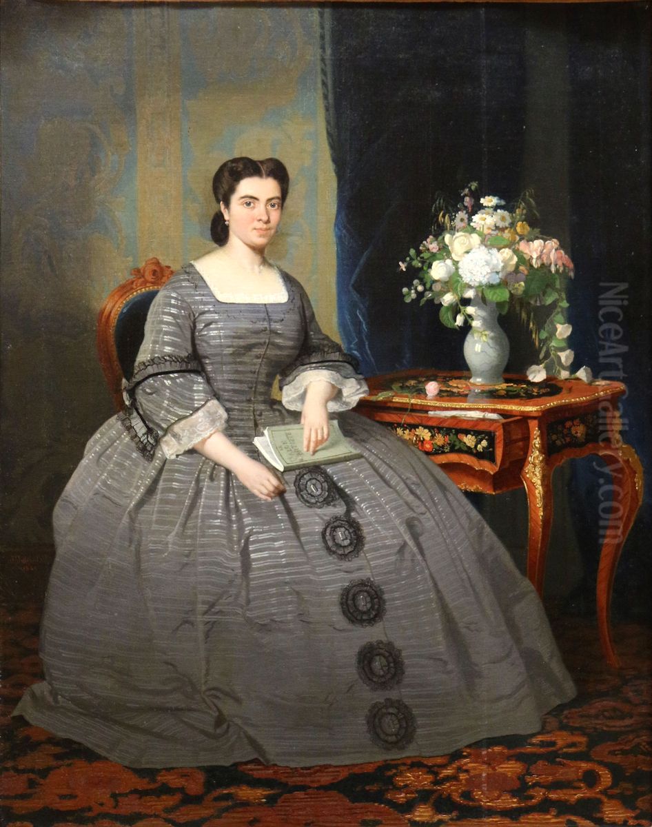 Portrait de Madame Alphonse Coste-Reboulh, nee Dussau (1834-1914) Oil Painting by Jean Jalabert