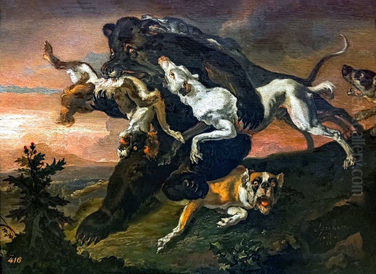 Bear hunting Oil Painting by Abraham Danielsz. Hondius