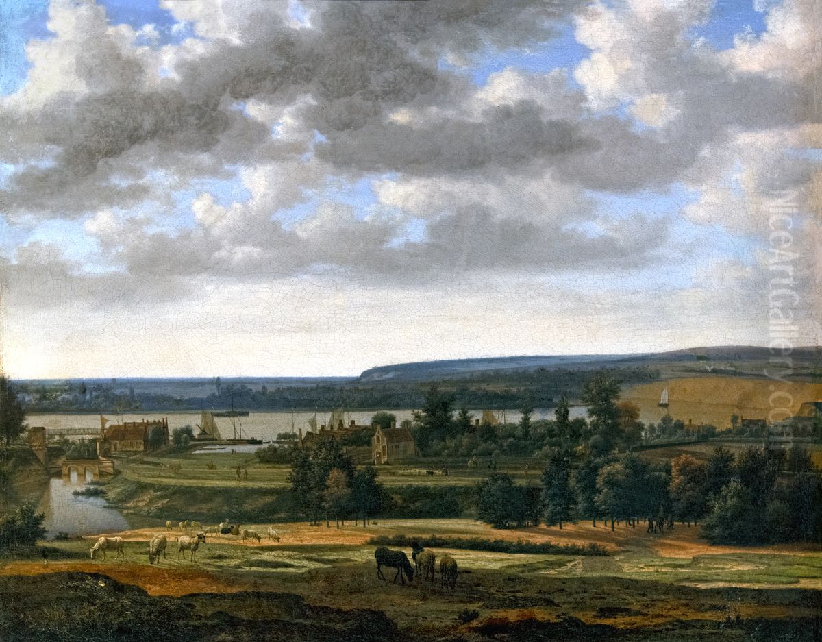 Vue d'Arnhem Oil Painting by Joris van der Haagen or Hagen
