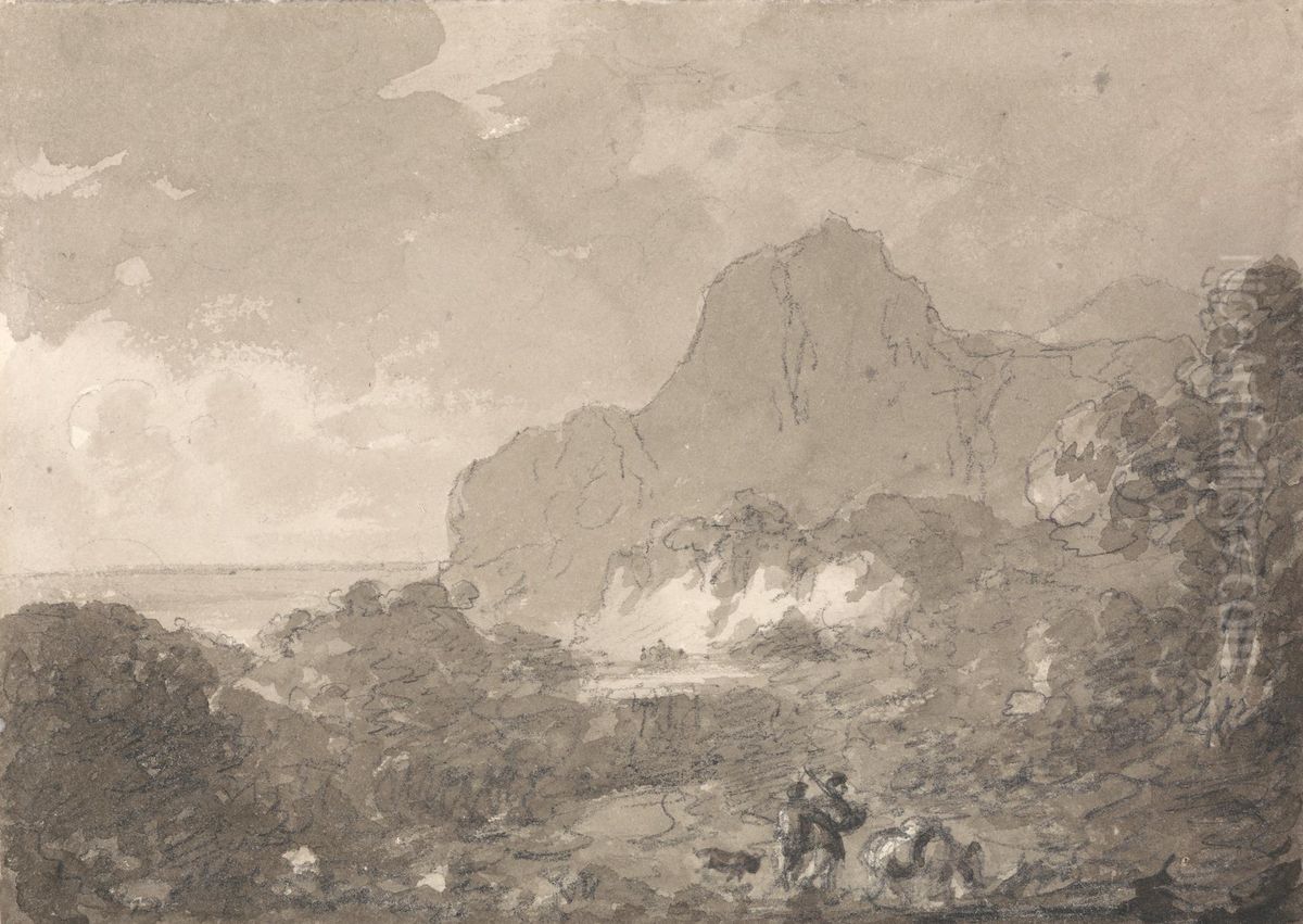 View on the Coast of Italy Oil Painting by Sir George Beaumont, 7th Baronet